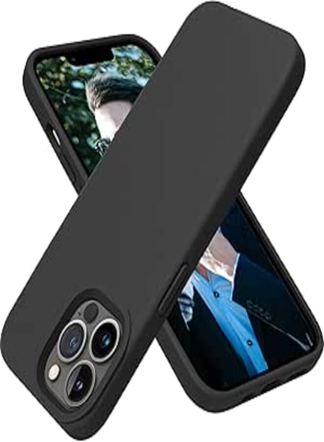OTOFLY Compatible with iPhone 13 Pro Case, Liquid Silicone Slim Protective Shockproof Phone Case Cover with Anti-Scratch Microfiber Lining, 6.1 inch, Black